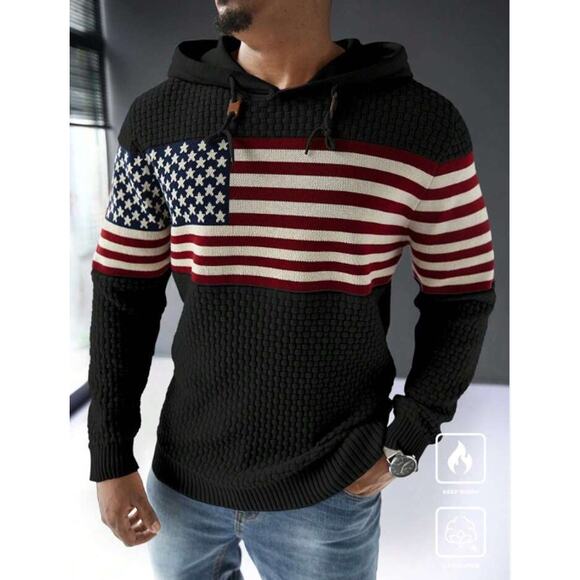 Unbranded Other - Men’s American Flag Hoodie Pullover Sweater Black NWOT Size XL